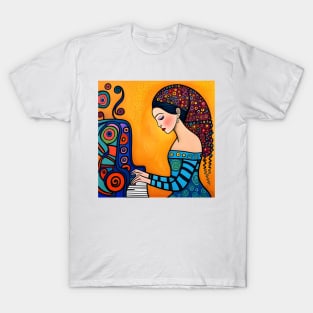 Young woman playing a Piano T-Shirt